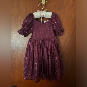 Elegant Burgundy Sequin Kids Dress